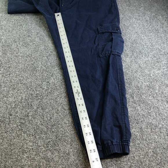 GAP Pants Mens Large Blue Cargo Linen Blend Drawstring Elastic Waist Pockets - Picture 8 of 11